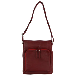 Milleni Ladies Nappa Leather Crossbody Bag in Red