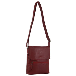 Milleni Ladies Nappa Leather Crossbody Bag in Red