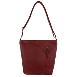 Milleni Ladies Nappa Leather Crossbody Bag in Red