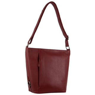 Milleni Ladies Nappa Leather Crossbody Bag in Red