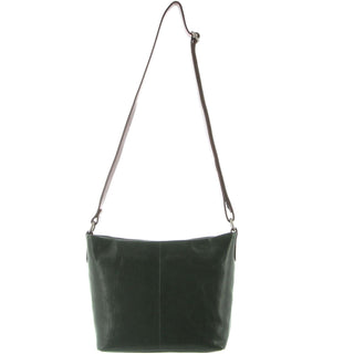 Milleni Ladies Nappa Leather Crossbody Bag in Emerald-Chestnut