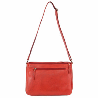 Milleni Ladies Nappa Leather Crossbody Bag in Red