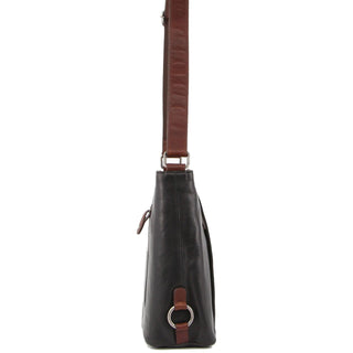 Milleni Ladies Nappa Leather Crossbody Bag in Black-Chestnut