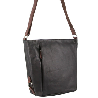 Milleni Ladies Nappa Leather Crossbody Bag in Black-Chestnut