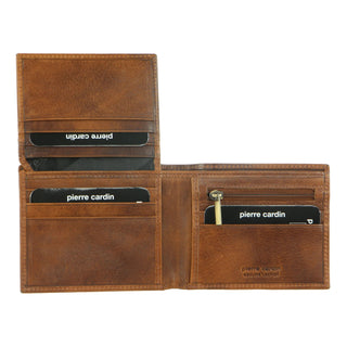 Pierre Cardin Italian Leather Bi-Fold Men's Wallet in Cognac