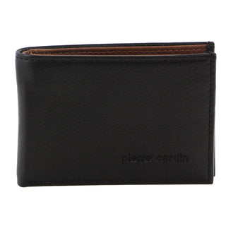 Pierre Cardin Italian Leather Two Tone Men's Wallet/Card Holder in Black-Cognac