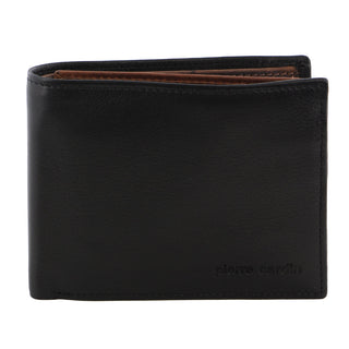 Pierre Cardin Italian Leather Two Tone Tri-Fold Men's Wallet in Black-Cognac