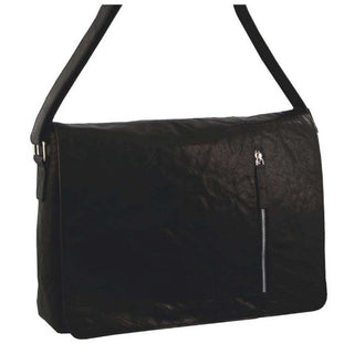 Pierre Cardin Rustic Leather Computer/Messenger Bag in Black