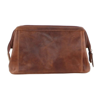 Pierre Cardin Rustic Leather Toiletry Bag in Cognac