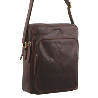Pierre Cardin Leather Unisex Cross Body Bag in Chestnut