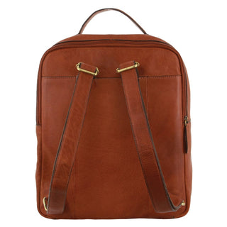 Pierre Cardin Rustic Leather Business Backpack/Computer Bag in Cognac