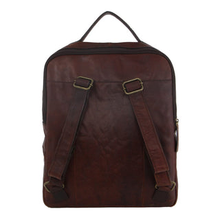 Pierre Cardin Rustic Leather Business Backpack/Computer Bag in Chestnut