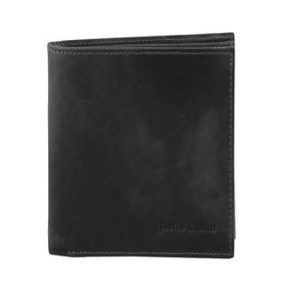 Pierre Cardin Rustic Leather Tri-Fold Men's Wallet in Black