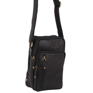 Pierre Cardin Rustic Leather Cross Body Bag in Black