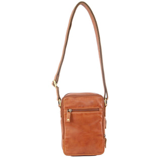 Pierre Cardin Rustic Leather Cross Body Bag in Cognac