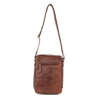 Pierre Cardin Rustic Leather Cross Body Bag in Chocolate