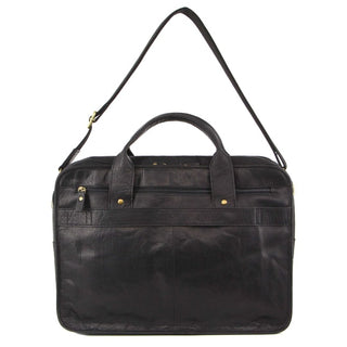 Pierre Cardin Rustic Leather Computer Bag in Black