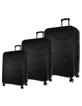 Pierre Cardin Hard Shell 3-Piece Luggage Set in Black