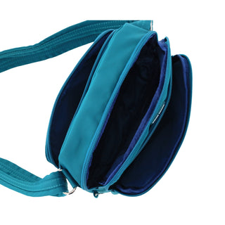 Pierre Cardin Nylon Anti-Theft Cross Body Bag in Turquoise