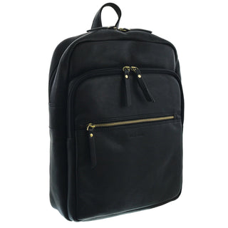 Pierre Cardin Vintage Leather Laptop Backpack in Black