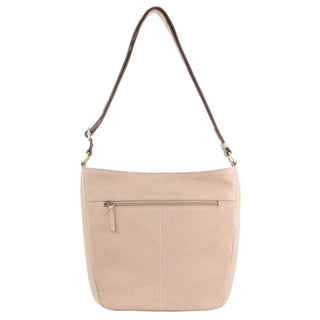 Pierre Cardin Herringbone Embossed Leather CrossBody Bag in Dusty Pink