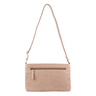 Pierre Cardin Woven Leather Ladies Cross-Body Bag in Dusty Pink