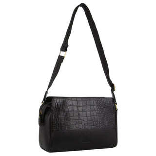 Pierre Cardin Croc-Embossed Leather Cross-Body Bag in Black