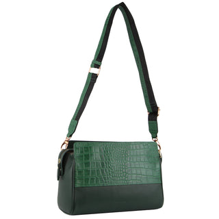 Pierre Cardin Croc-Embossed Leather Cross-Body Bag in Green