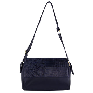 Pierre Cardin Croc-Embossed Leather Cross-Body Bag in Navy