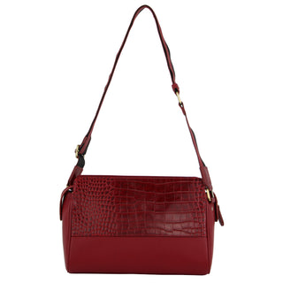 Pierre Cardin Croc-Embossed Leather Cross-Body Bag in Red