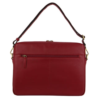 Pierre Cardin Croc-Embossed Leather Business Computer Bag in Red