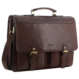 Pierre Cardin Men's Leather Business/Computer Bag in Brown