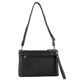 Pierre Cardin Ladies Leather Stitch-design Cross-Body Bag in Black