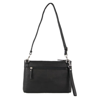 Pierre Cardin Ladies Leather Stitch-design Cross Body Bag in Black