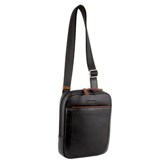 Pierre Cardin Leather Unisex Cross Body Bag in Black