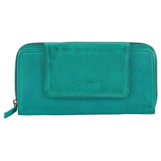 Pierre Cardin Women's Leather Bi-Fold Tab Wallet in Turquoise