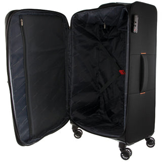 Pierre Cardin 78cm LARGE Soft Shell Suitcase in Black