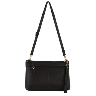 Pierre Cardin Leather Wristlet Crossbody Bag in Black