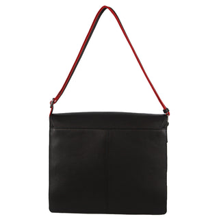 Pierre Cardin Leather Flap-over Computer Bag in Black