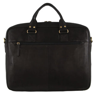 Pierre Cardin Men's Italian Leather Computer Bag in Black