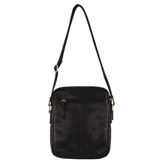 Pierre Cardin Leather Unisex Crossbody Bag in Black