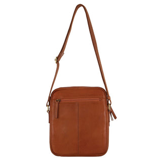 Pierre Cardin Leather Unisex Crossbody Bag in Cognac