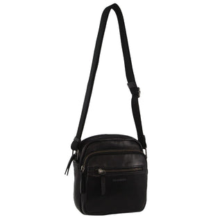 Pierre Cardin Men's Italian Leather Crossbody Bag in Black