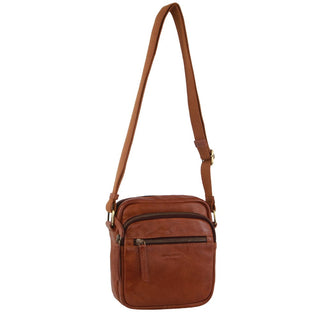 Pierre Cardin Men's Italian Leather Crossbody Bag in Cognac