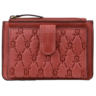 Pierre Cardin Leather Pattern Embossed Pattern Zip Purse Wallet in Marsala