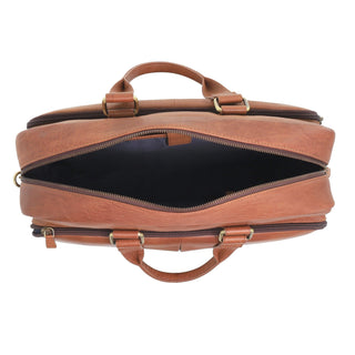 Pierre Cardin Men's Rustic Business Computer Bag in Cognac