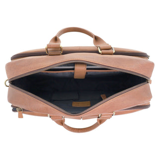 Pierre Cardin Men's Rustic Business Computer Bag in Cognac