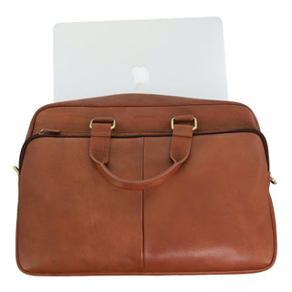 Pierre Cardin Men's Rustic Business Computer Bag in Cognac