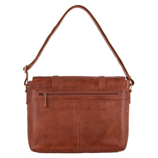 Pierre Cardin Men's Rustic Leather Computer Satchel in Cognac