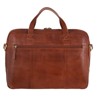 Pierre Cardin Men's Rustic Leather Satchel/Messenger Bag in Cognac